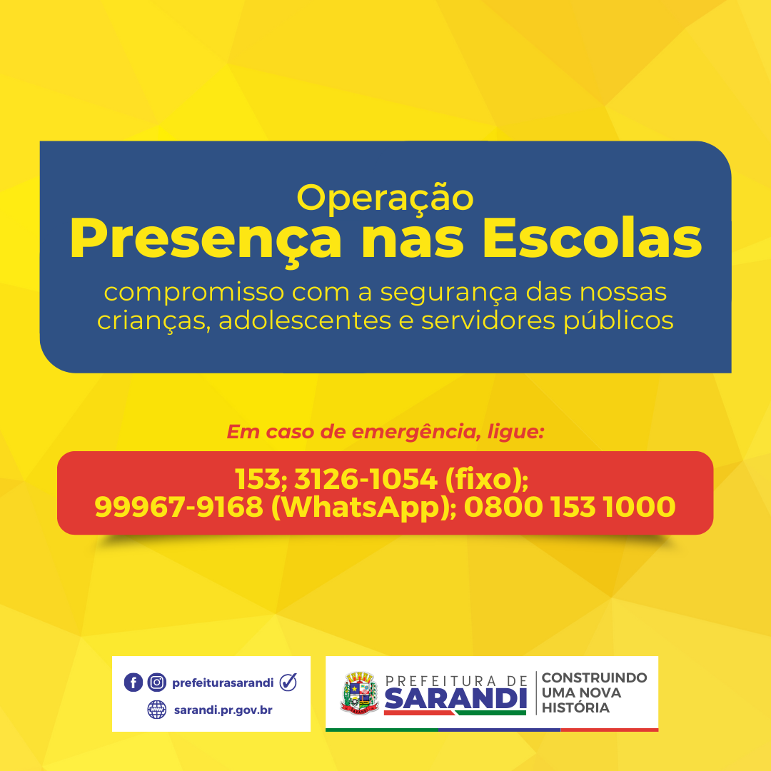 Operação “Presença nas Escolas” reforça compromisso da Prefeitura de Sarandi com segurança de crianças e adolescentes